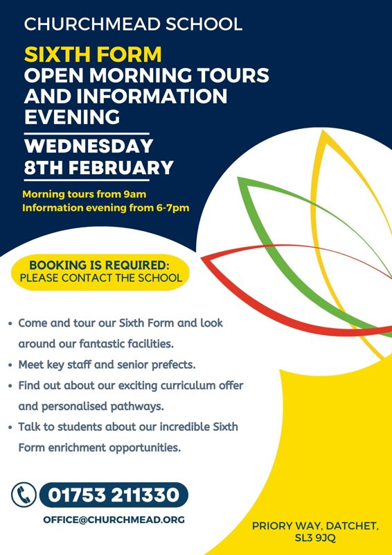 Image of Churchmead Sixth Form Information Evening - Wednesday 8th February